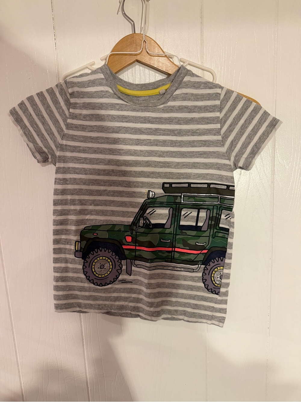 Mini Boden Gray and Yellow Striped Tee